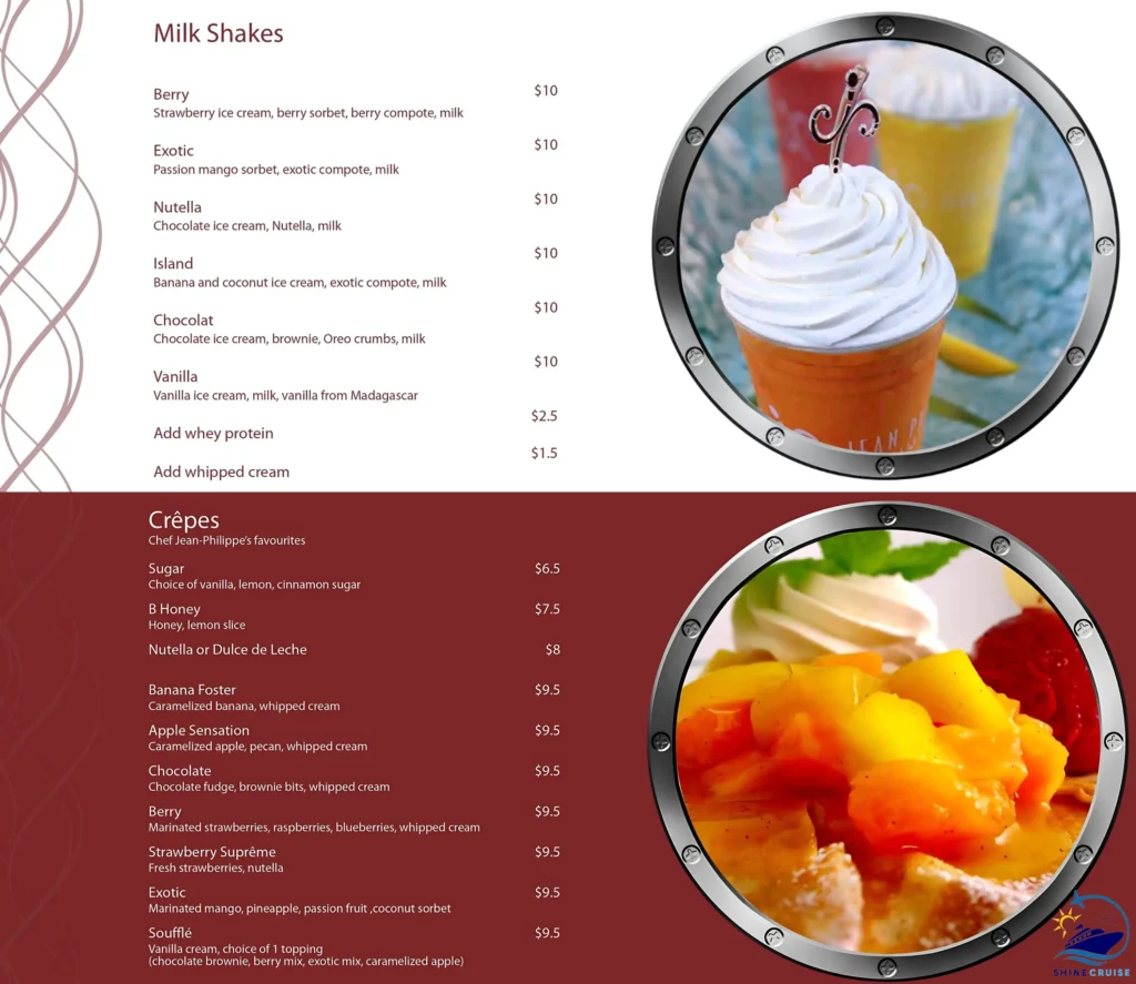MSC Jean Philippe Menu 
msc cruises drink price 