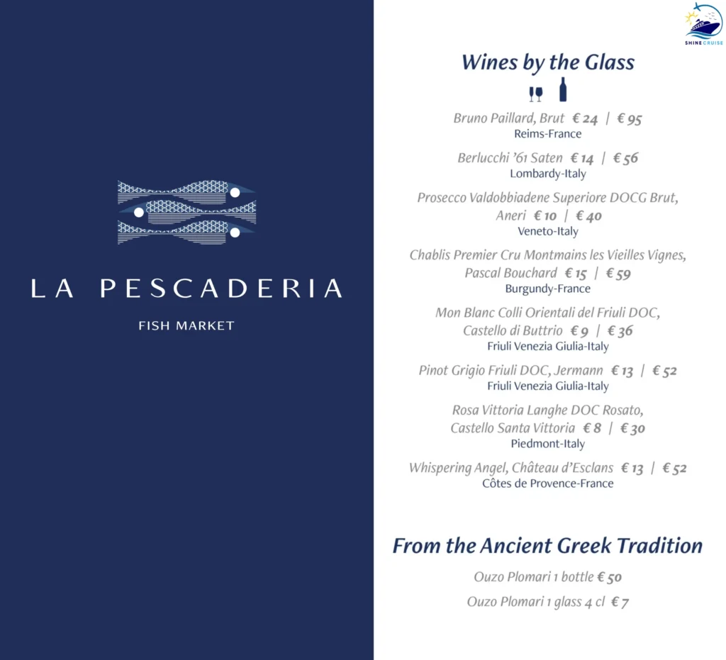 MSC La Pescaderia Menu 
msc cruise drink menu 