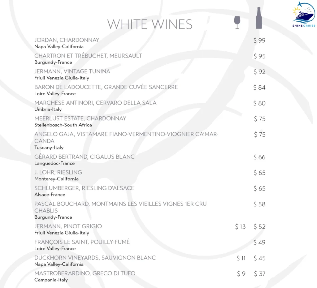MSC Ocean Cay Restaurant Menu  
msc cruises drink prices 2025 