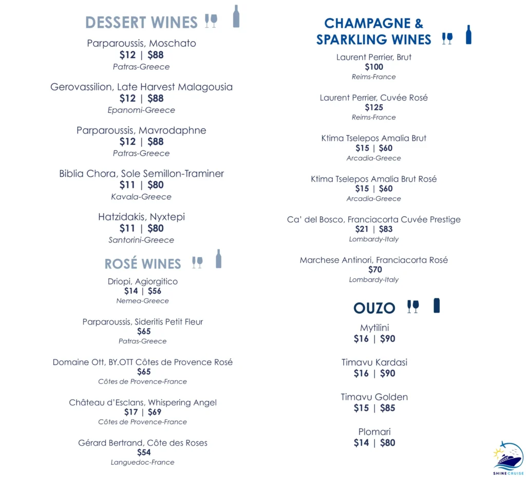 MSC Paxos Menu 
msc drink menu 2025 
