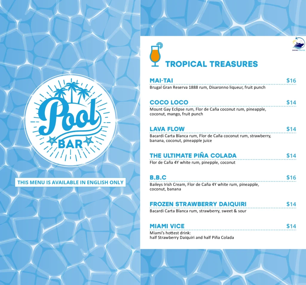 MSC Pool Bar Menu 
msc bar menu 2025 