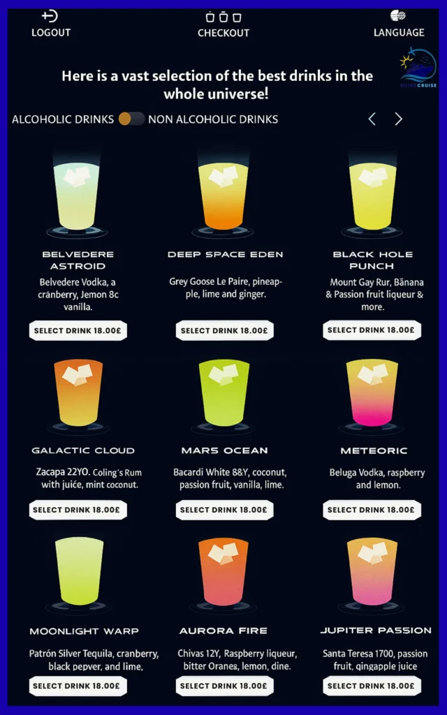 MSC Starship Club Menu 
msc beverage menu 