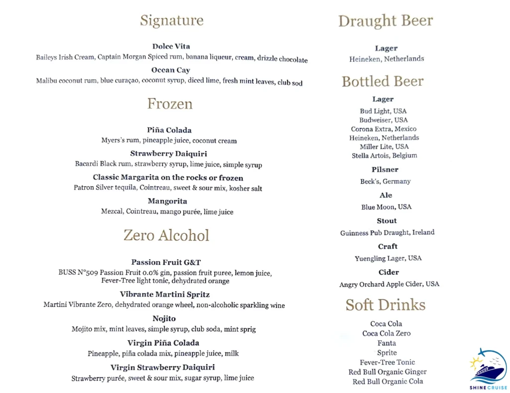 MSC Top Sail Lounge Menu 
msc drinks menu 2025 
