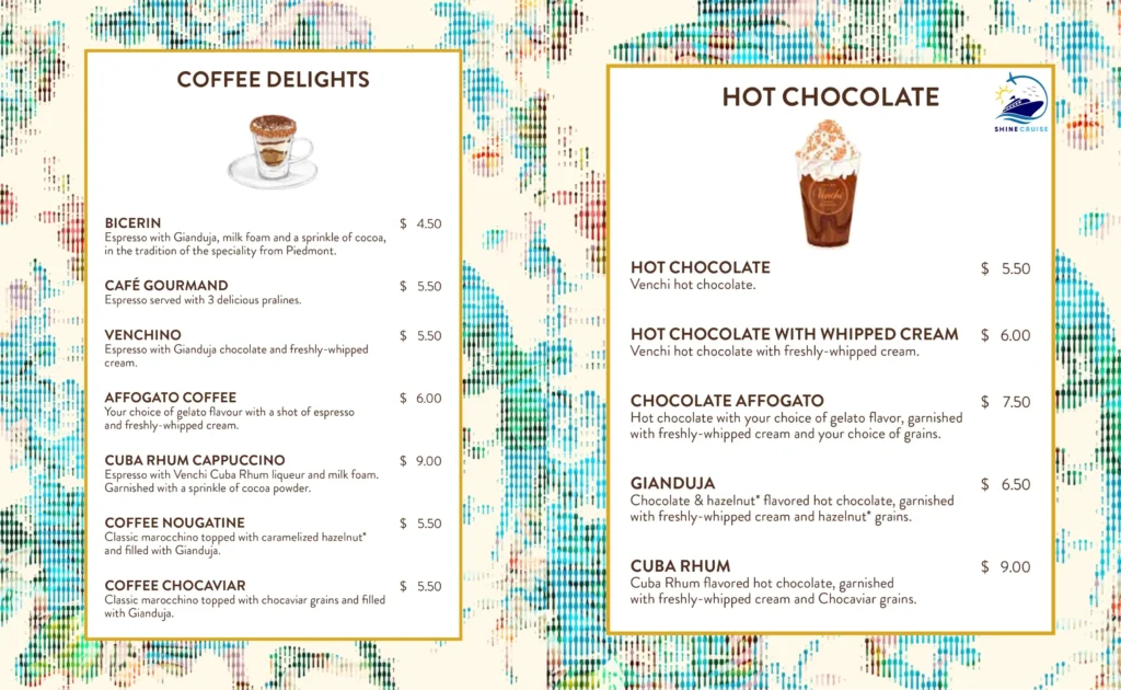 MSC Venchi 1878 Bar Menu 
msc non alcoholic drinks menu 