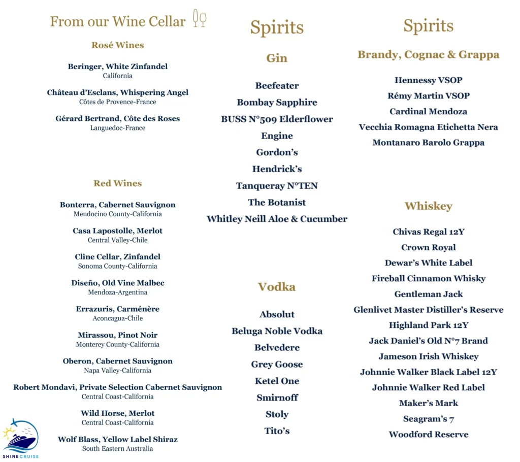 MSC Yacht Club Drink Menu 
