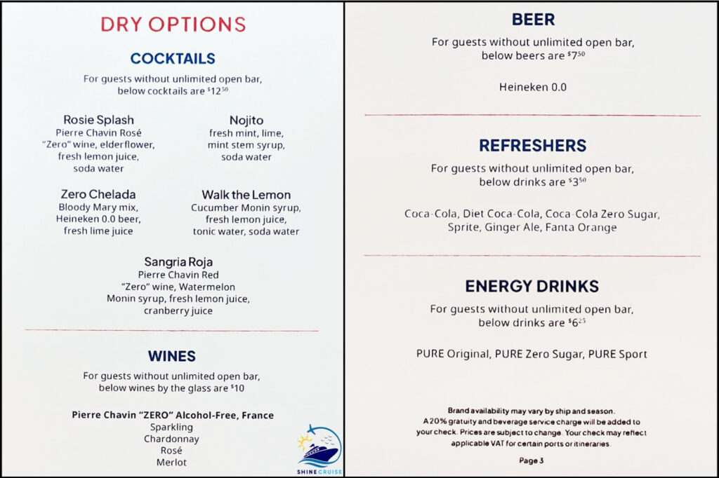 NCL More at Sea Drink Menu
NCL More at Sea Beverage Package
NCL More at Sea Drinks List
Unlimited Open Bar Package NCL Menus