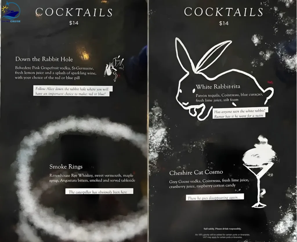 Royal Caribbean Wonderland Drink Menu 1