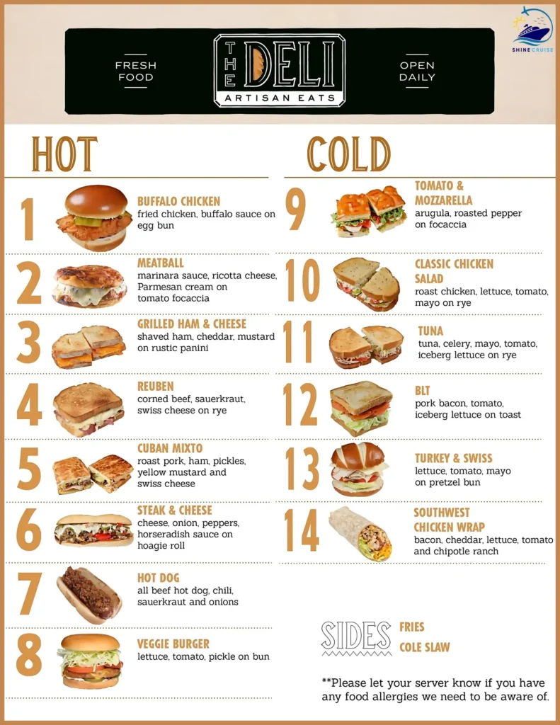 the carnival cruise deli menu 2025
the carnival deli menu 2025