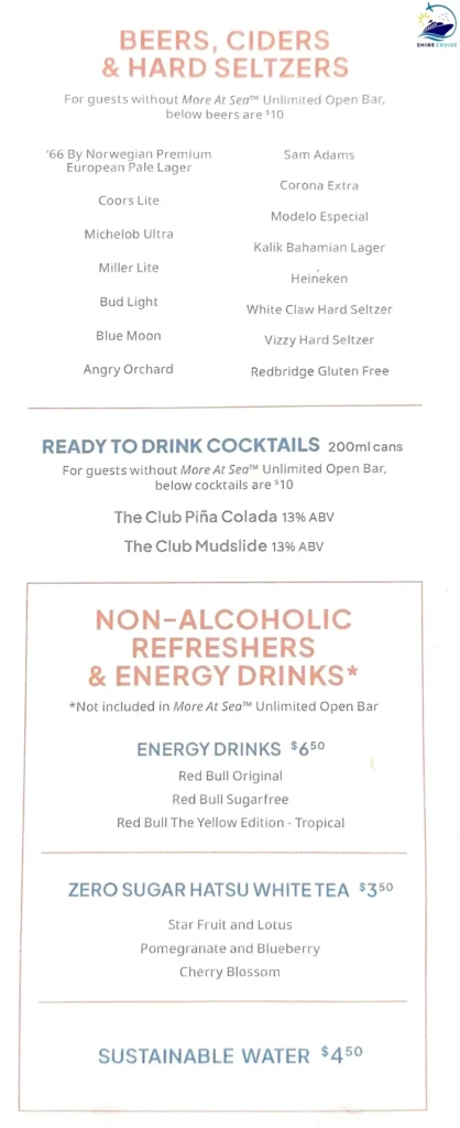 NCL More at Sea Beverage Package