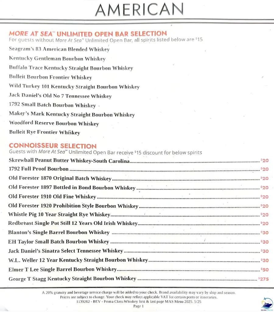NCL Whiskey Barย Menu 1