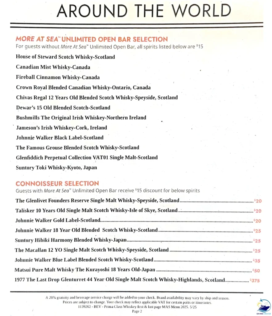 NCL Whiskey Barย Menu 2