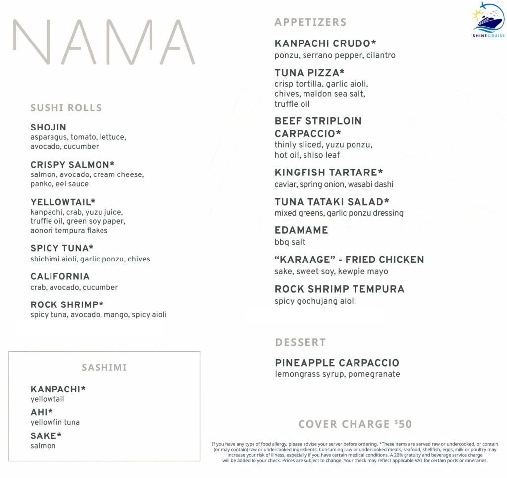 NCL Nama Sushi & Sashimi Menu
ncl aqua restaurants menu
norwegian aqua restaurants menu
ncl aqua specialty dining menus
ncl aqua specialty restaurants
norwegian aqua specialty dining menu
ncl aqua menus