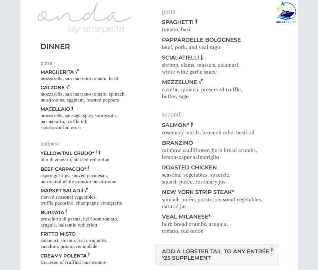 NCL Onda by Scarpetta Menu
ncl aqua restaurants menu
norwegian aqua restaurants menu
ncl aqua specialty dining menus
ncl aqua specialty restaurants
norwegian aqua specialty dining menu
ncl aqua menus