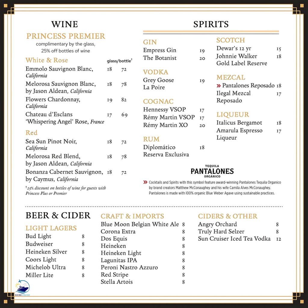 princess crooners bar menu
crooners bar princess menu
princess cruises crooners bar menu
princess crooners bar drinks menu
Crooners bar menu prices