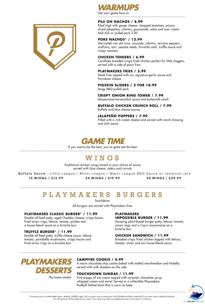 royal caribbean playmakers menu
playmakers royal caribbean menu
playmakers menu royal caribbean
playmakers bar and arcade menu
Playmakers Royal Caribbean cost