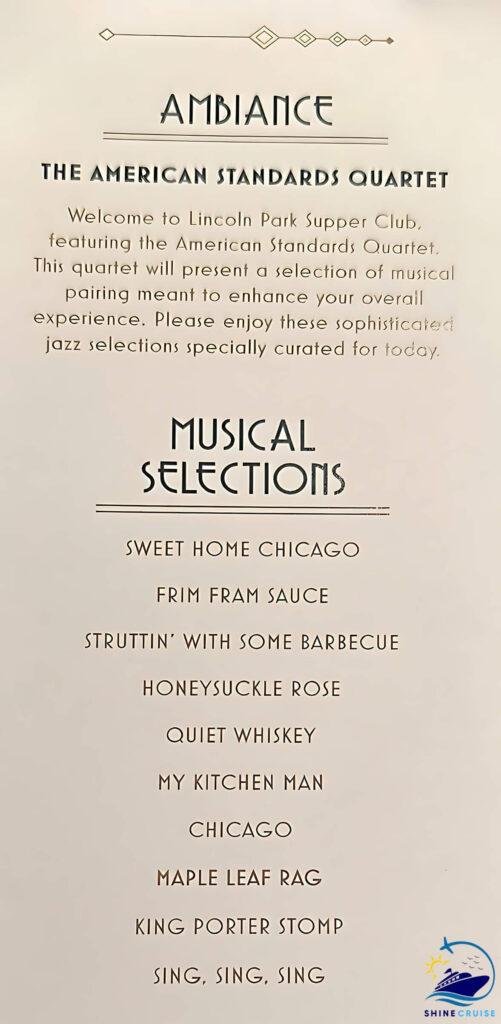 Lincoln Park Supper Club Star of the Seas menu
Star of the seas lincoln park supper club menu
Lincoln Park Supper Club Royal Caribbean menu
Royal Caribbean Lincoln Park Supper Club menu