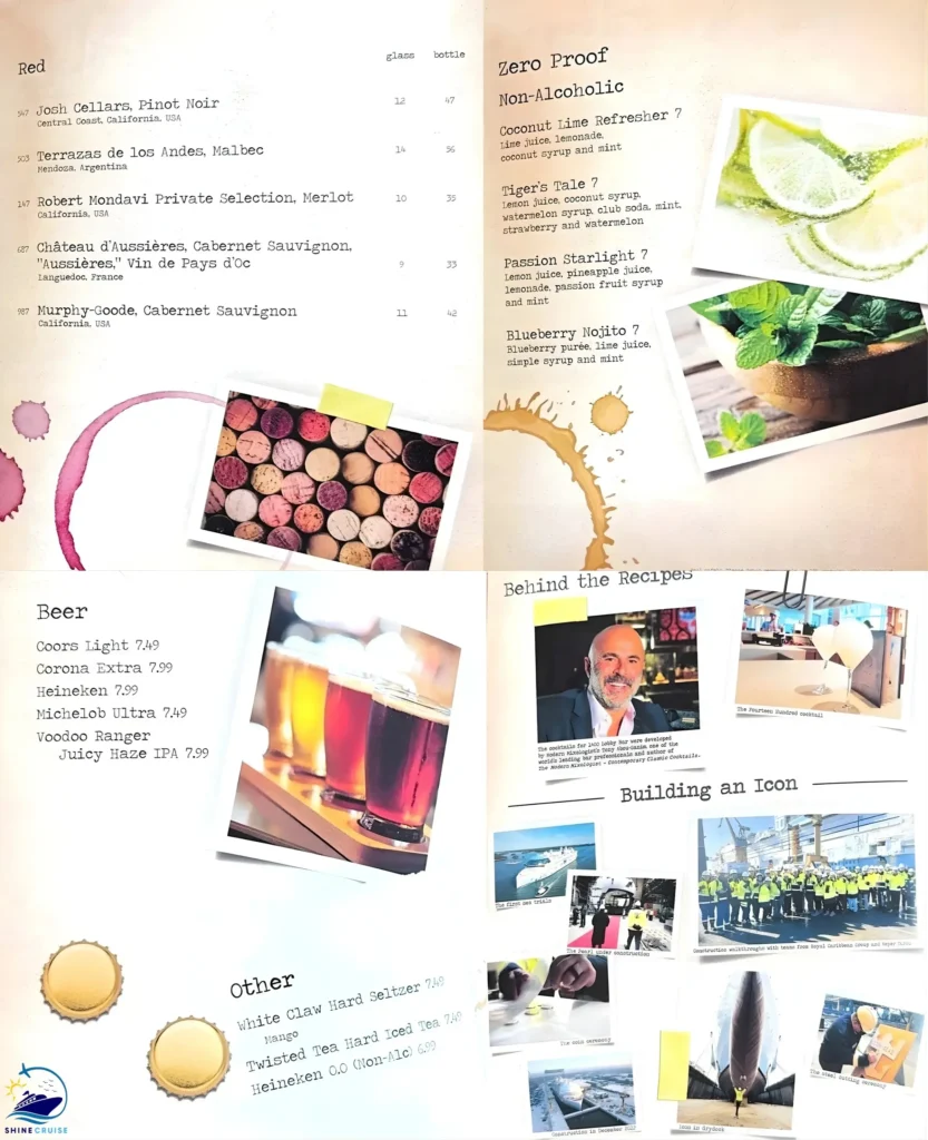 Royal Caribbean drinks menu 
