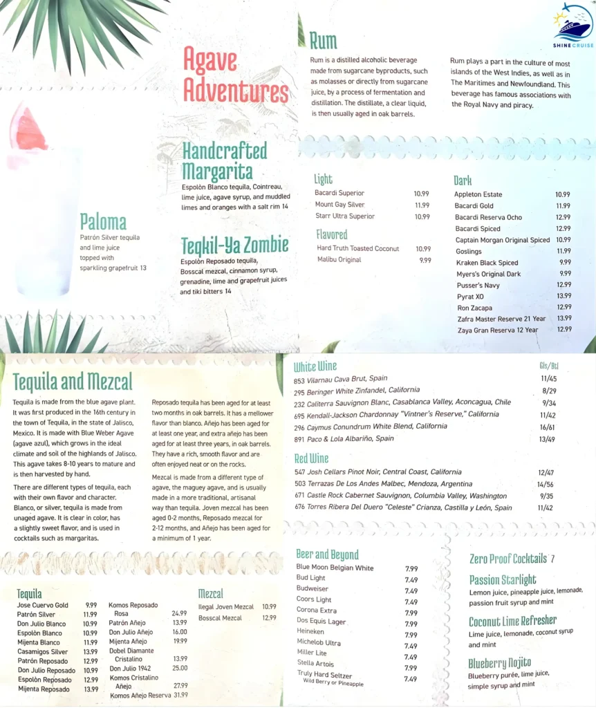 Boleros Royal Caribbean Menu