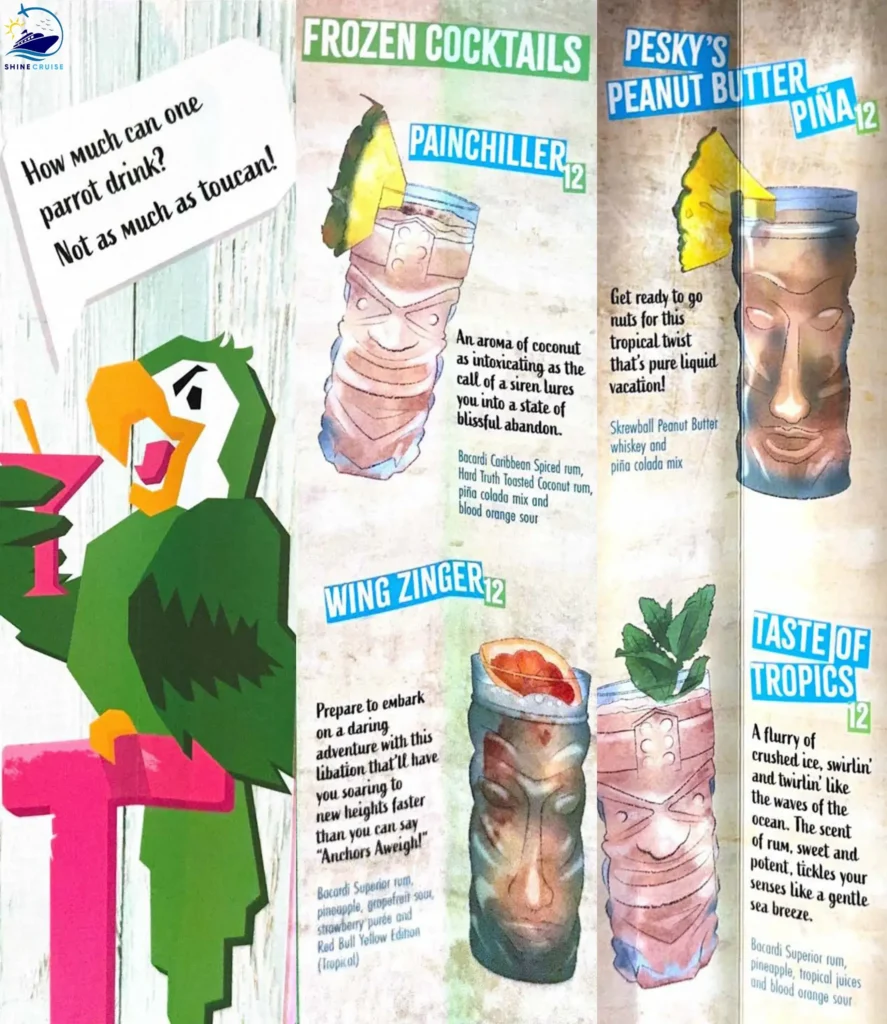 Pesky Parrot Utopia of the Seas menus