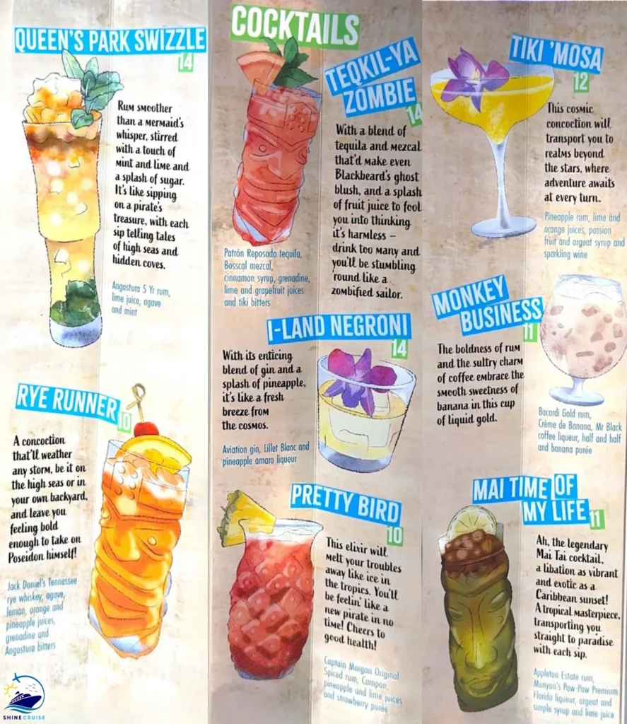 Utopia of the Seas Pesky Parrot menus