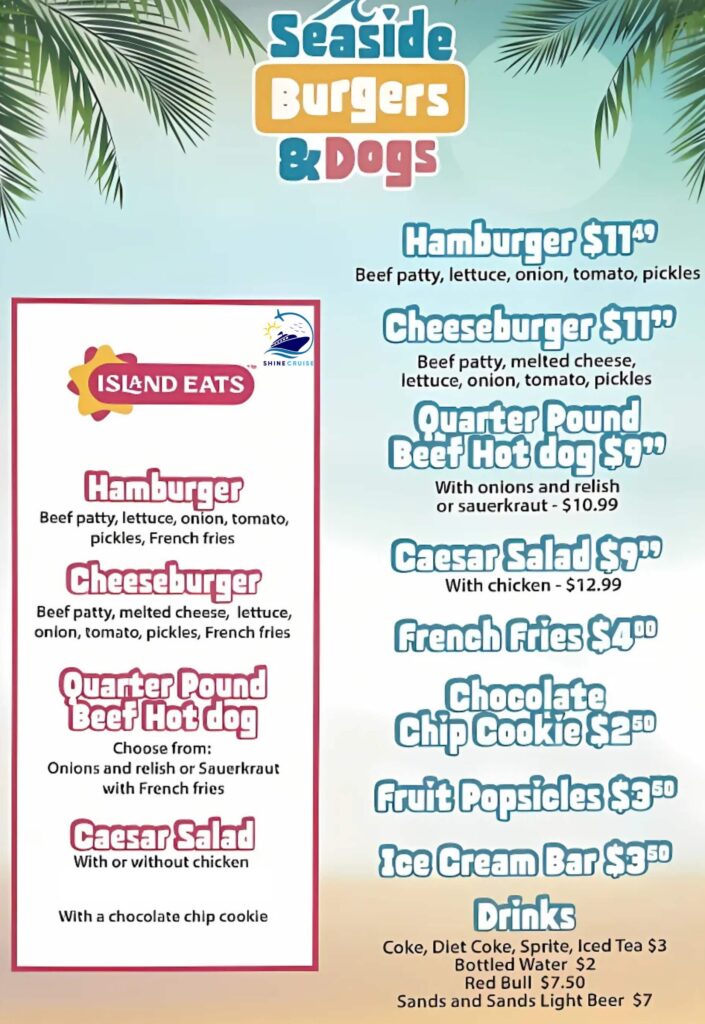 carnival's celebration key reviews
celebration key food menu
carnival celebration key food
celebration key food options
celebration key drink prices
celebration key menus