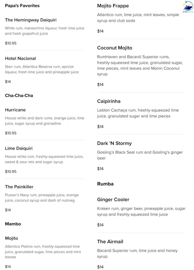 star of the seas bars menu
star of the seas bar menus
Star of the seas drinks menu 
Star of the seas drinks price 
Star of the seas drinks menu prices 
Best bars on star of the seas 