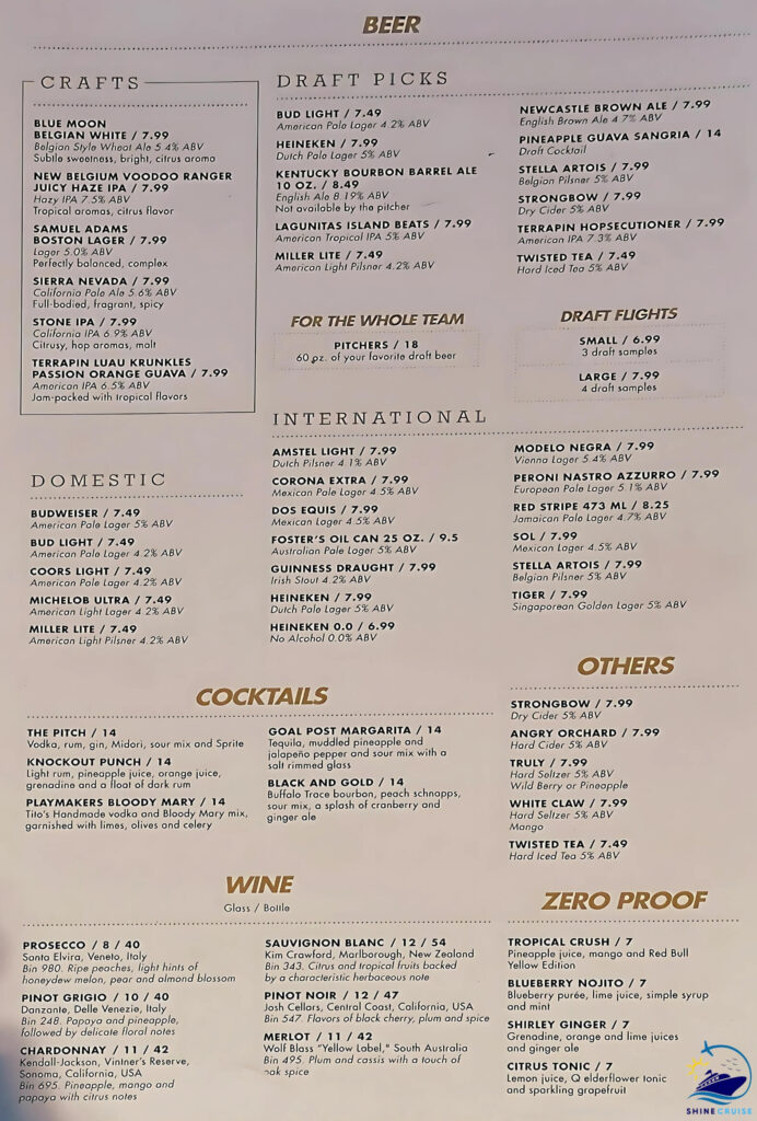 star of the seas bars menu
star of the seas bar menus
Star of the seas drinks menu 
Star of the seas drinks price 
Star of the seas drinks menu prices 
Best bars on star of the seas 