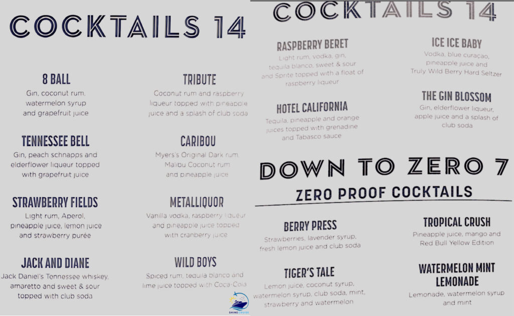 star of the seas bars menu
star of the seas bar menus
Star of the seas drinks menu 
Star of the seas drinks price 
Star of the seas drinks menu prices 
Best bars on star of the seas 