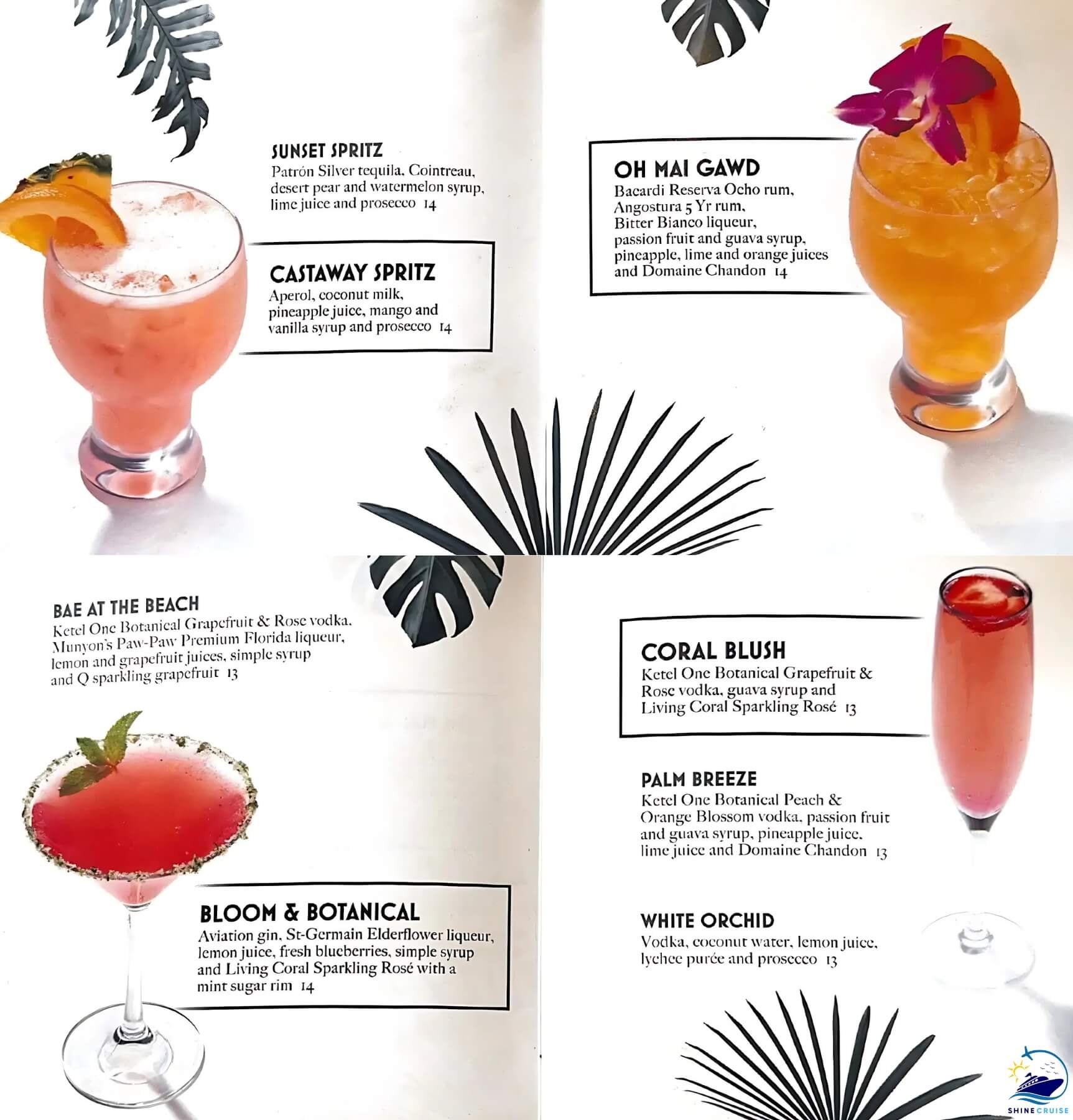 Royal Caribbean Hideaway Bar Menu