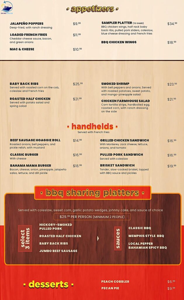 carnival's celebration key reviews
celebration key food menu
carnival celebration key food
celebration key food options
celebration key drink prices
celebration key menus