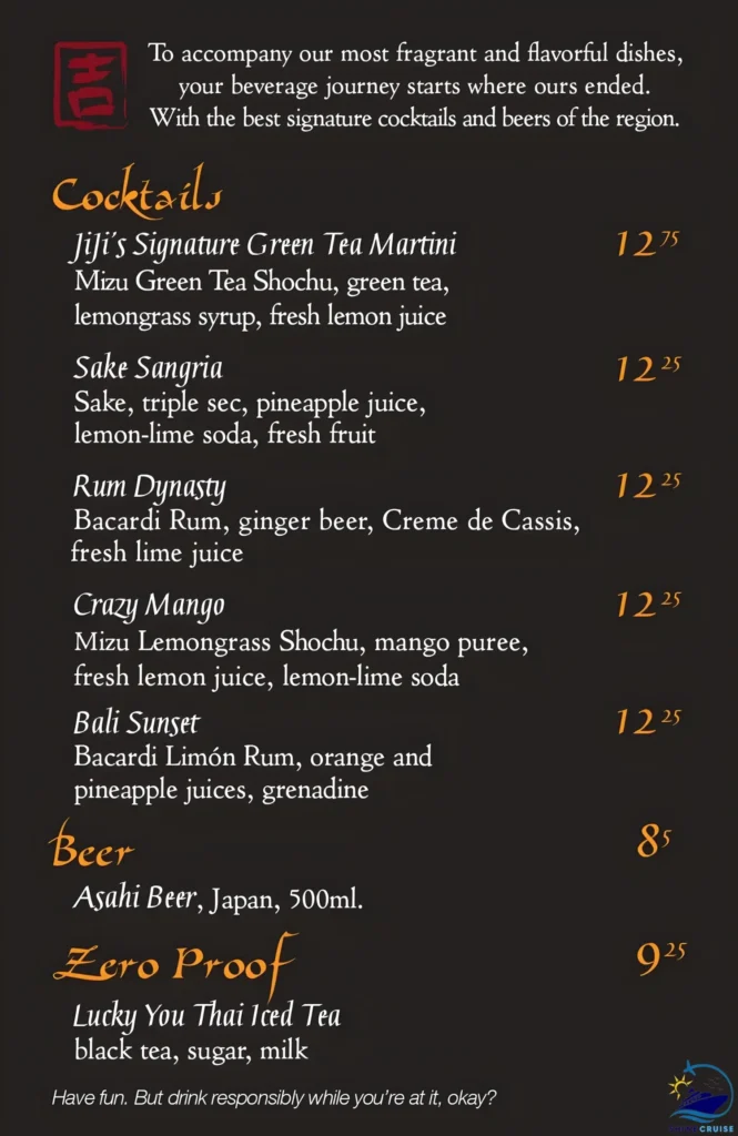 Carnival JiJi Asian Kitchen Drinks Menu