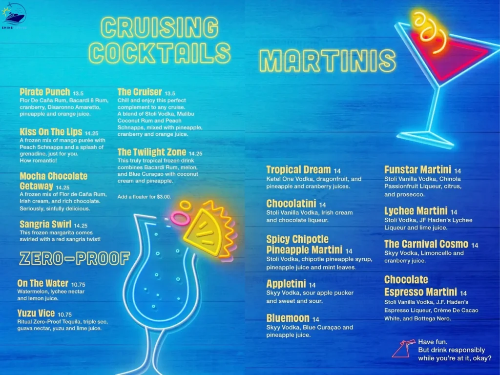 Carnival Atrium Barย Menu 2
carnival drink prices