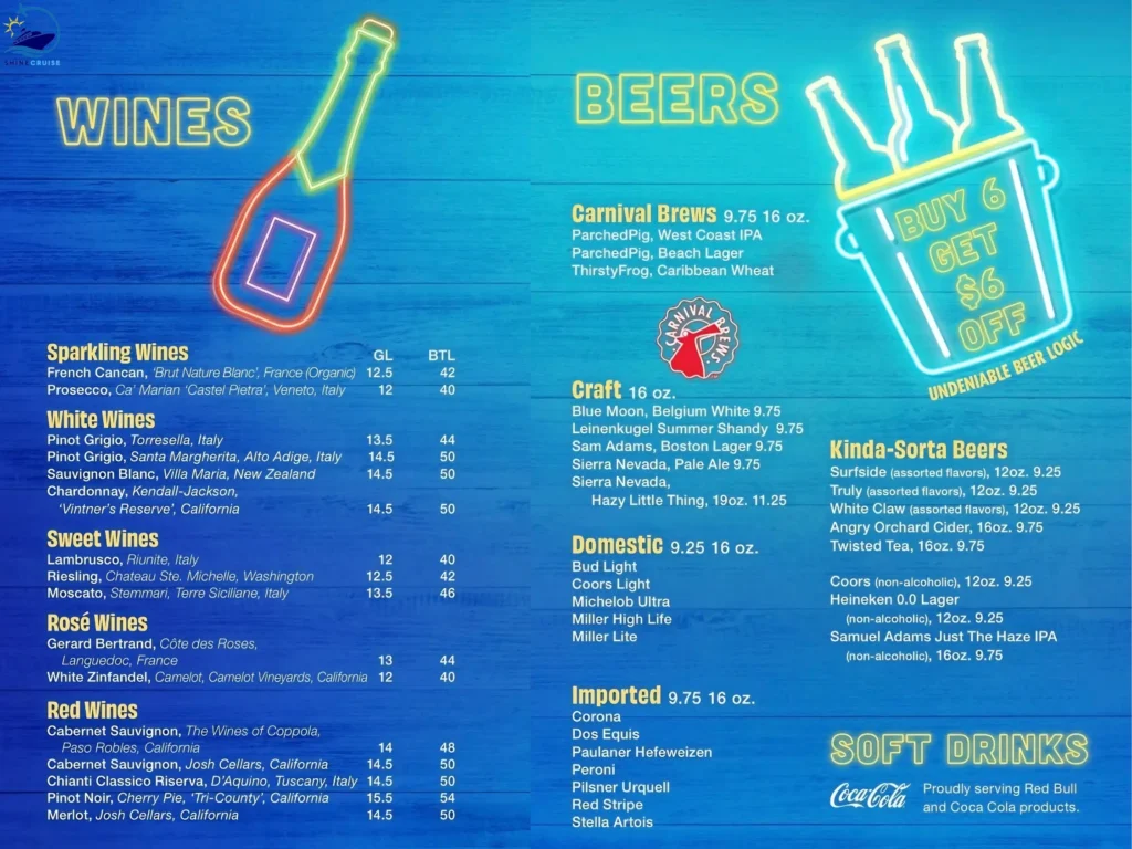Carnival Atrium Barย Menu 3
carnival drink menu