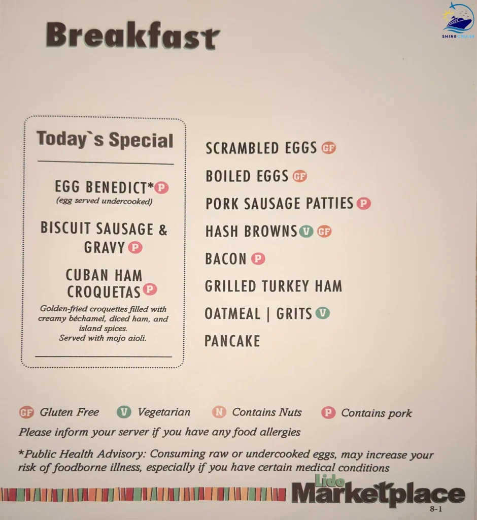 Carnival Cruise Breakfast Buffet Menu 6