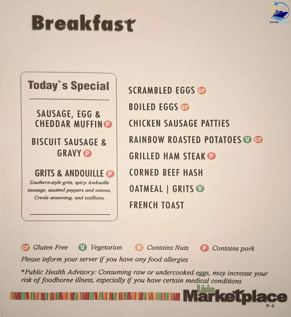 Carnival Cruise Breakfast Buffet Menu 9