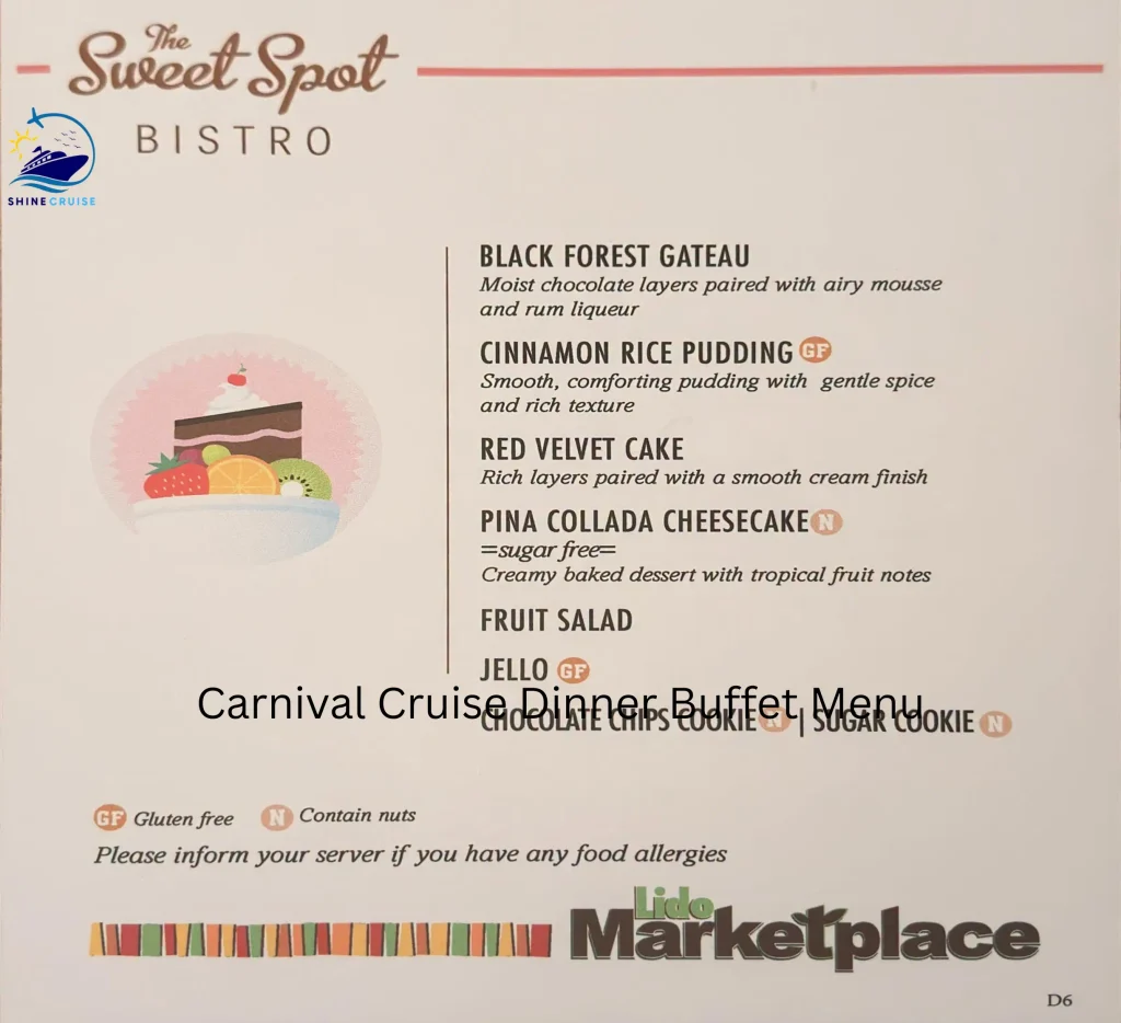 Carnival Cruise Dessert Buffet Menu 6