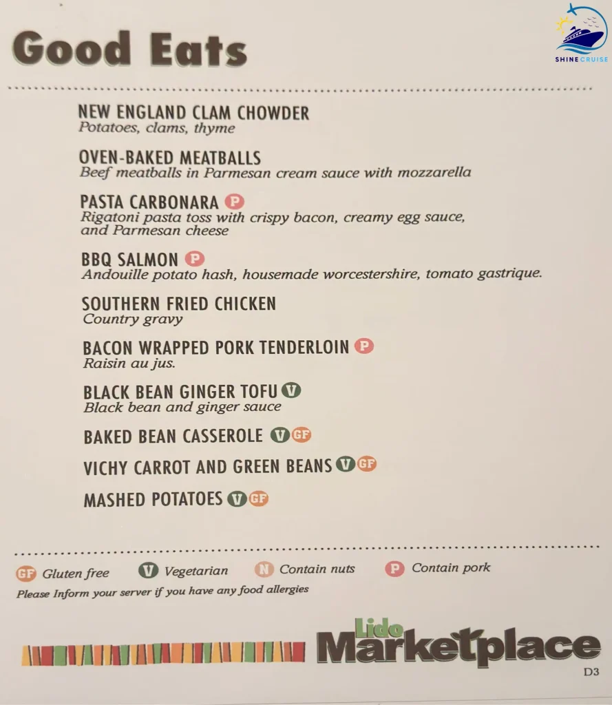 Carnival Cruise Dinner Buffet Menu 5