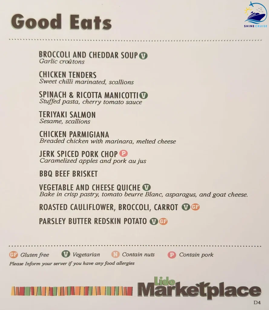 Carnival Cruise Dinner Buffet Menu 6