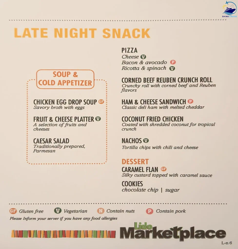 Carnival Cruise Late Night Snack Buffet Menu 6