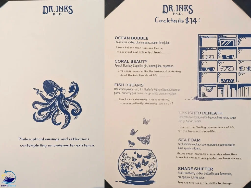 Dr Inks PhD Barย Carnival Cruise Drink Menu
dr inks jubilee menu
