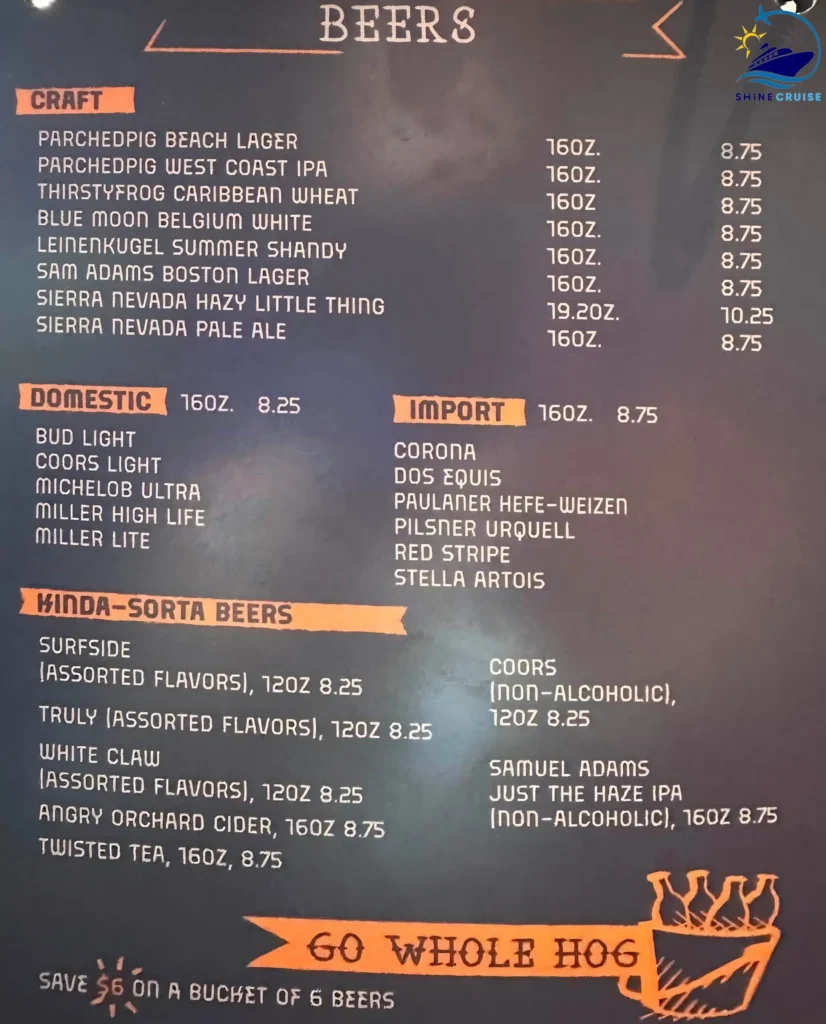 Carnival guy's pig & anchor drink menu 5