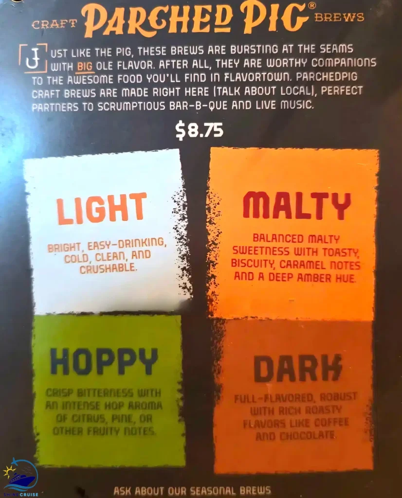 Carnival guy's pig & anchor drink menu 7