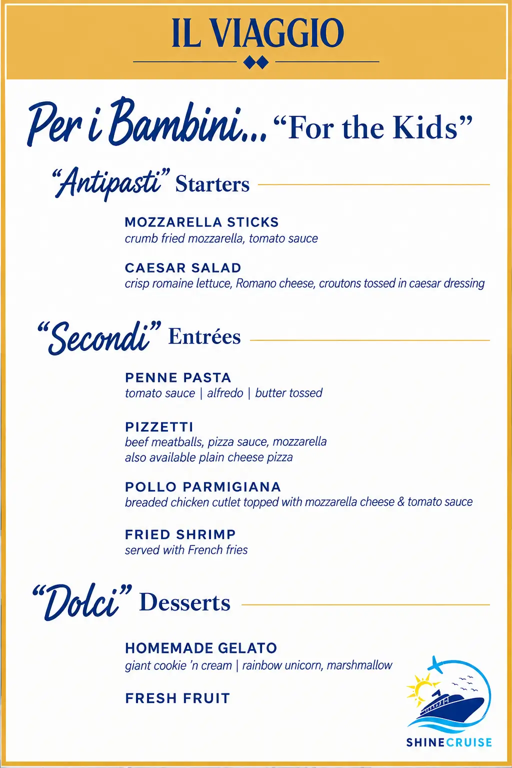 Carnival Il Viaggio Menu Prices