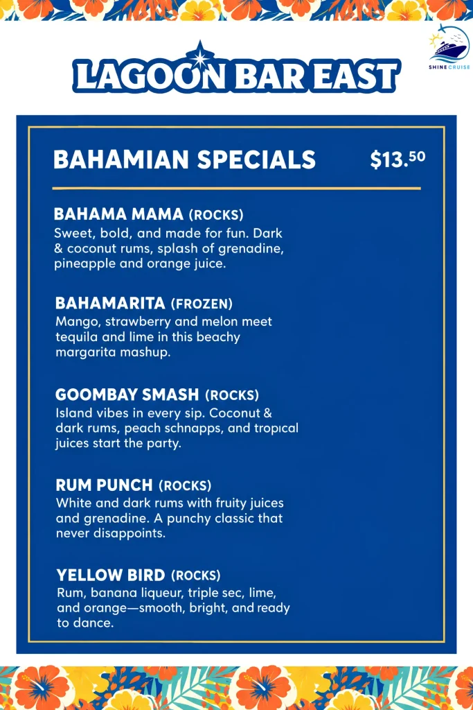 Lagoon Bar East Menu 1