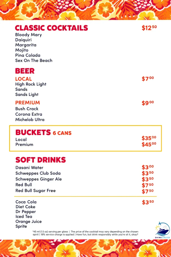 Lagoon Bar West menu