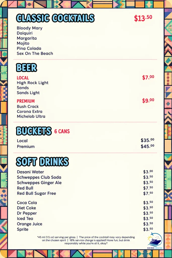 Long Necks Swim-Up Bar Menu 2