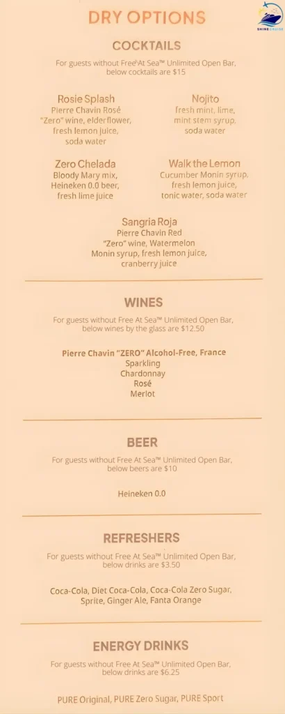 norwegian cruise line drink prices