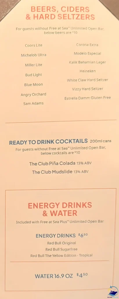 ncl drink prices