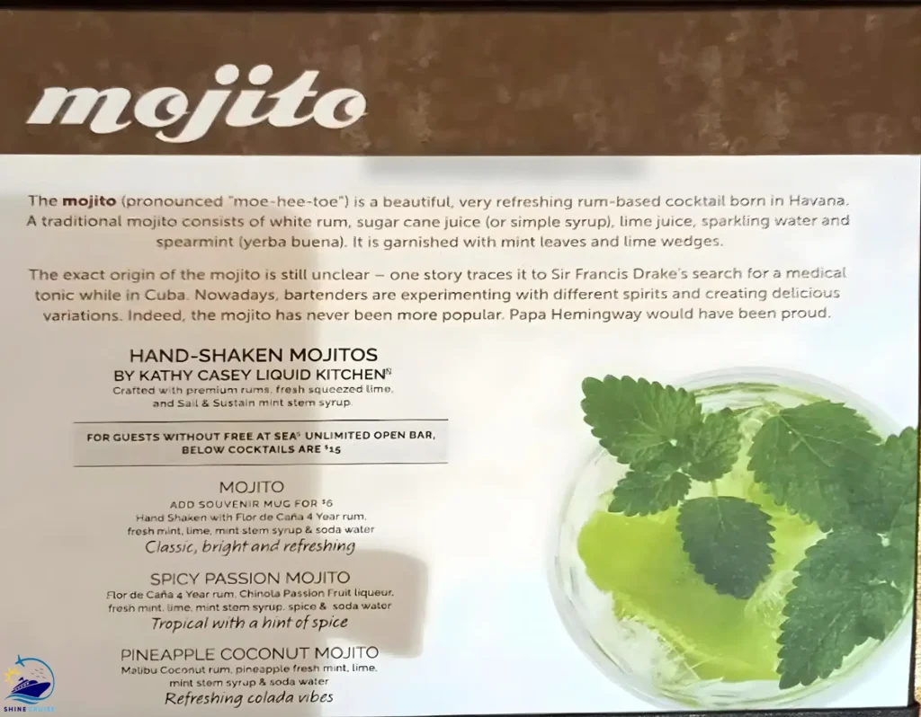 NCL Sugarcane Mojito Bar Menuย
norwegian cruise line drink menu