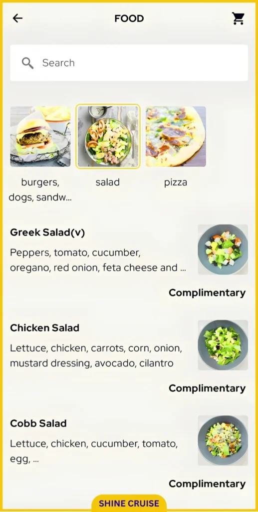 Princess Cruises OceanNow Salad Menu 2